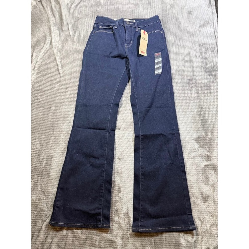 Levis Curvy Bootcut Jeans‎ Womens 4 Short W27 L30 Dark Wash Mid Rise Denim New